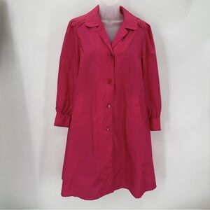 Vintage The Totes Coat Raincoat Womens 8P Petite Pink Nylon Hood-No Belt, Spots